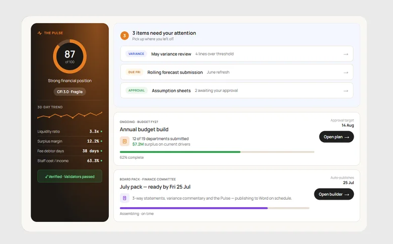 Feoda PULSE planning and forecasting dashboard